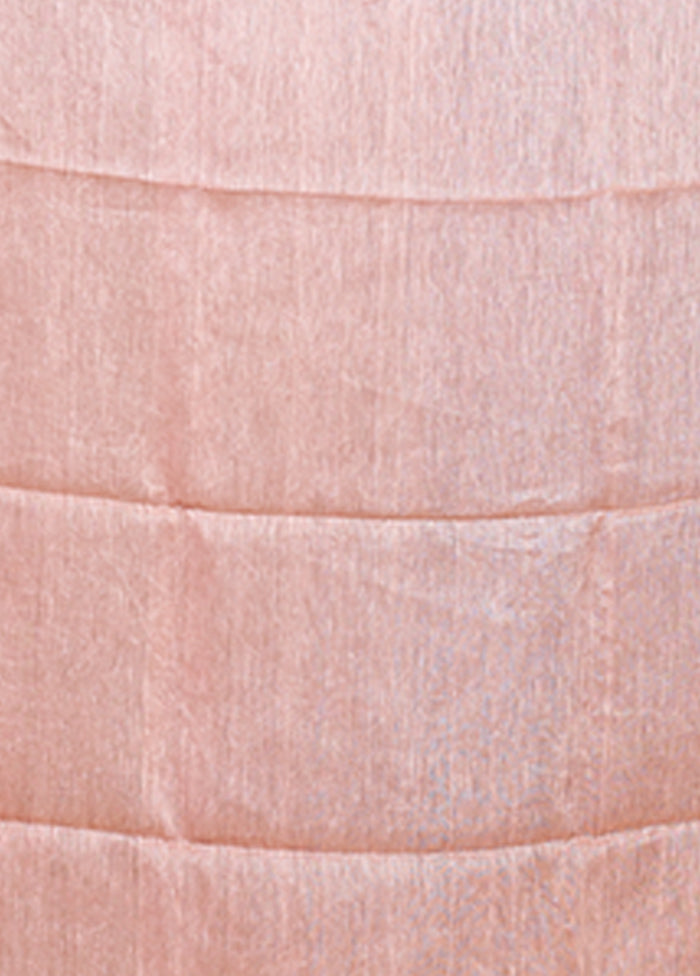 Pink Linen Silk Saree With Blouse Piece