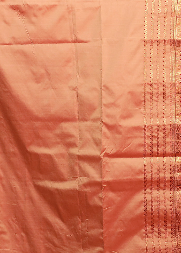 Pink Assam Silk Saree With Blouse Piece