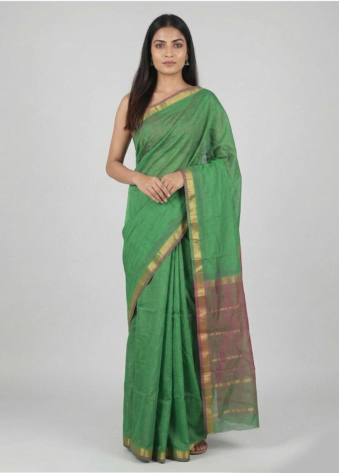 Green Kanjivaram Silk Saree With Blouse Piece