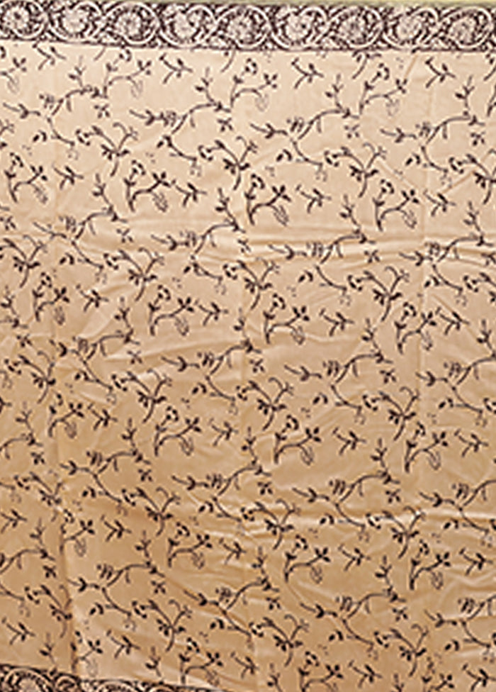 Cream Chanderi Silk Saree With Blouse Piece