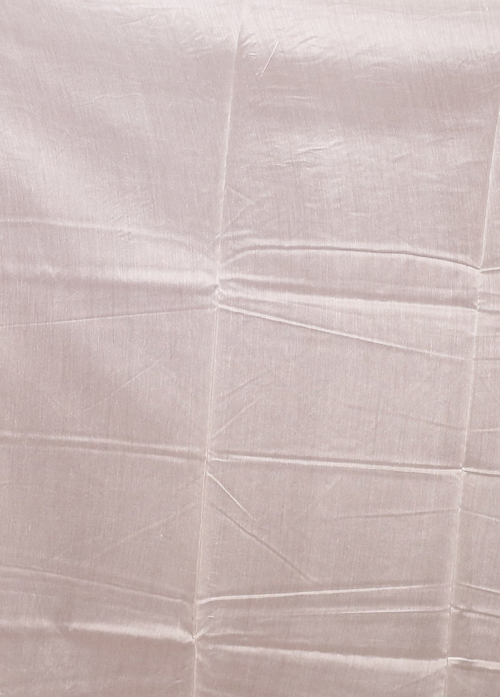 White Chanderi Silk Saree With Blouse Piece