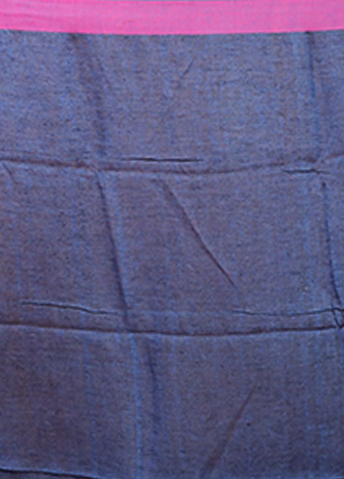 Blue Linen Silk Saree With Blouse Piece