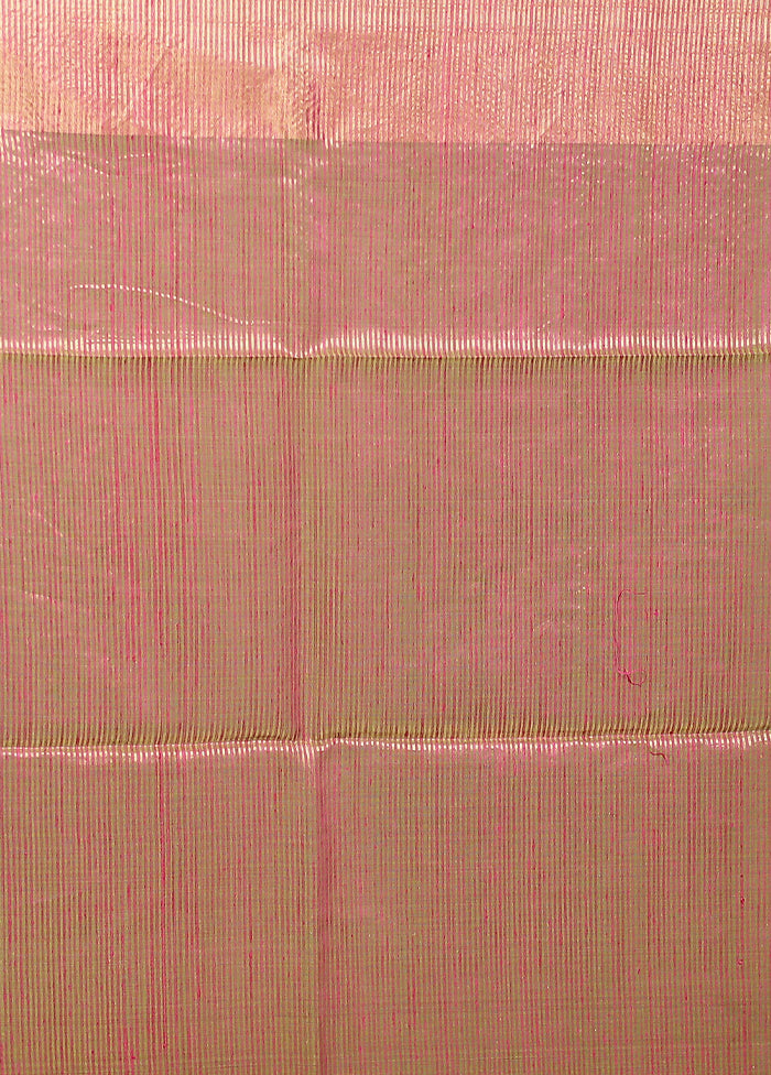 Pink Handloom Matka Pure Silk Saree With Blouse Piece