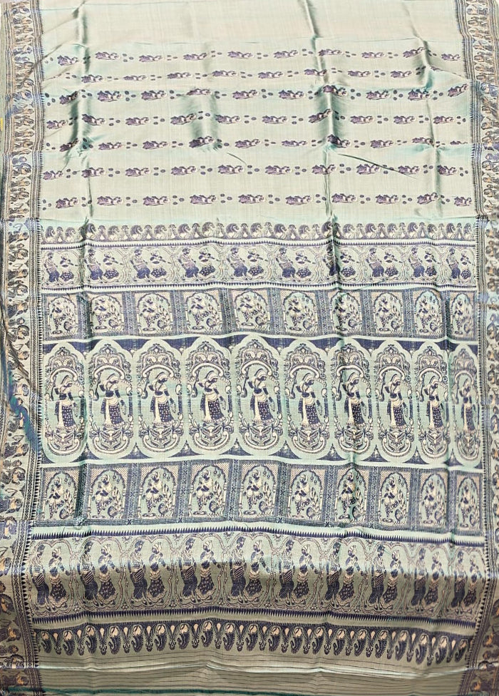 Green Handloom Baluchari Pure Silk Saree With Blouse Piece