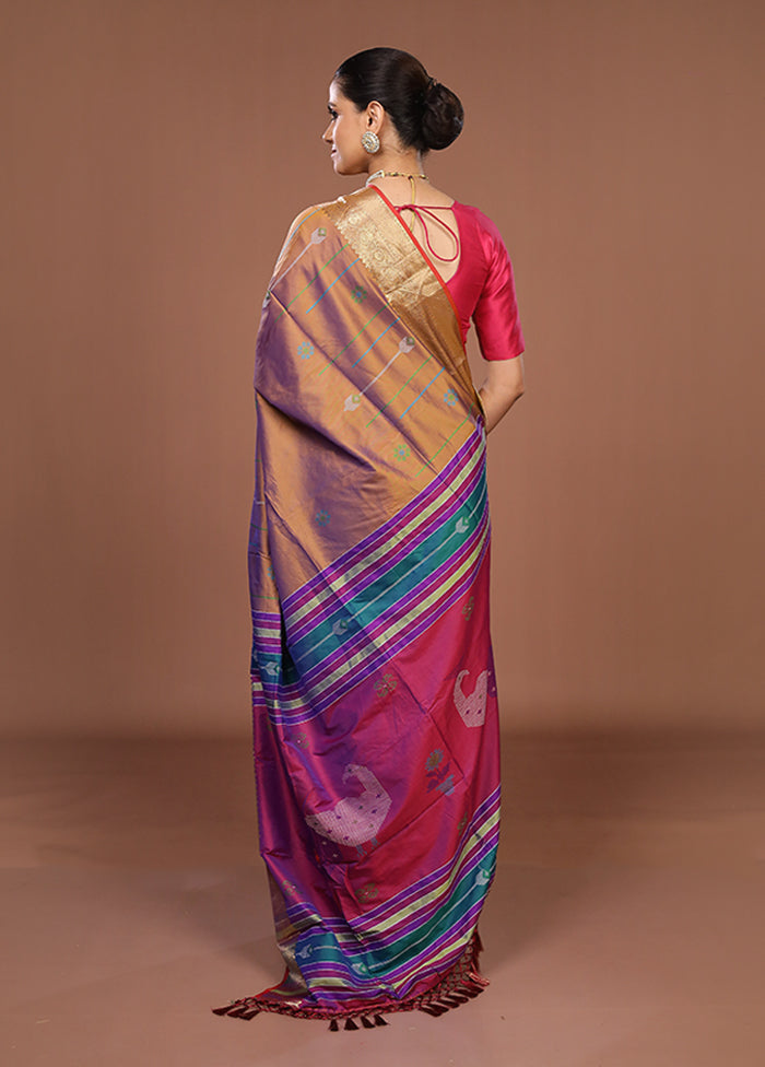 Brown Dupion Silk Saree With Blouse Piece