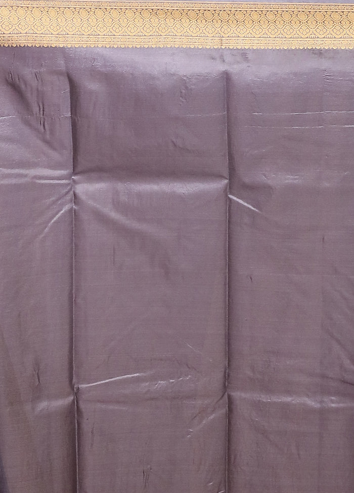 Grey Printed Silk Saree Without Blouse Piece