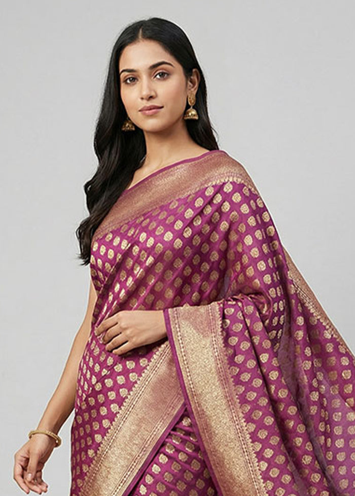 Pink Kora Silk Saree With Blouse Piece