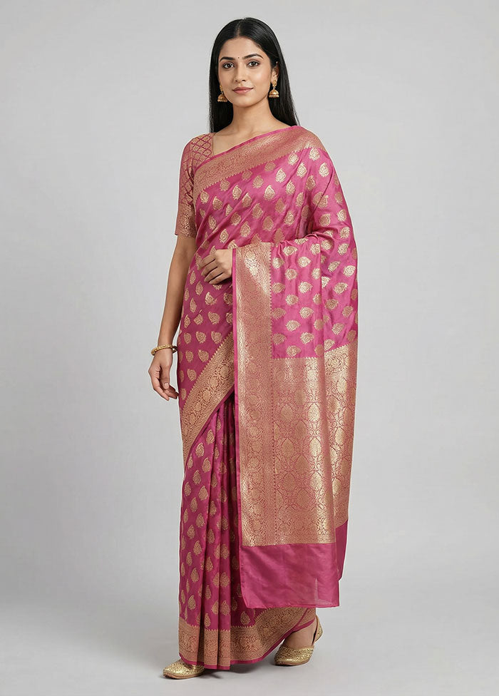 Purple Kora Silk Saree With Blouse Piece