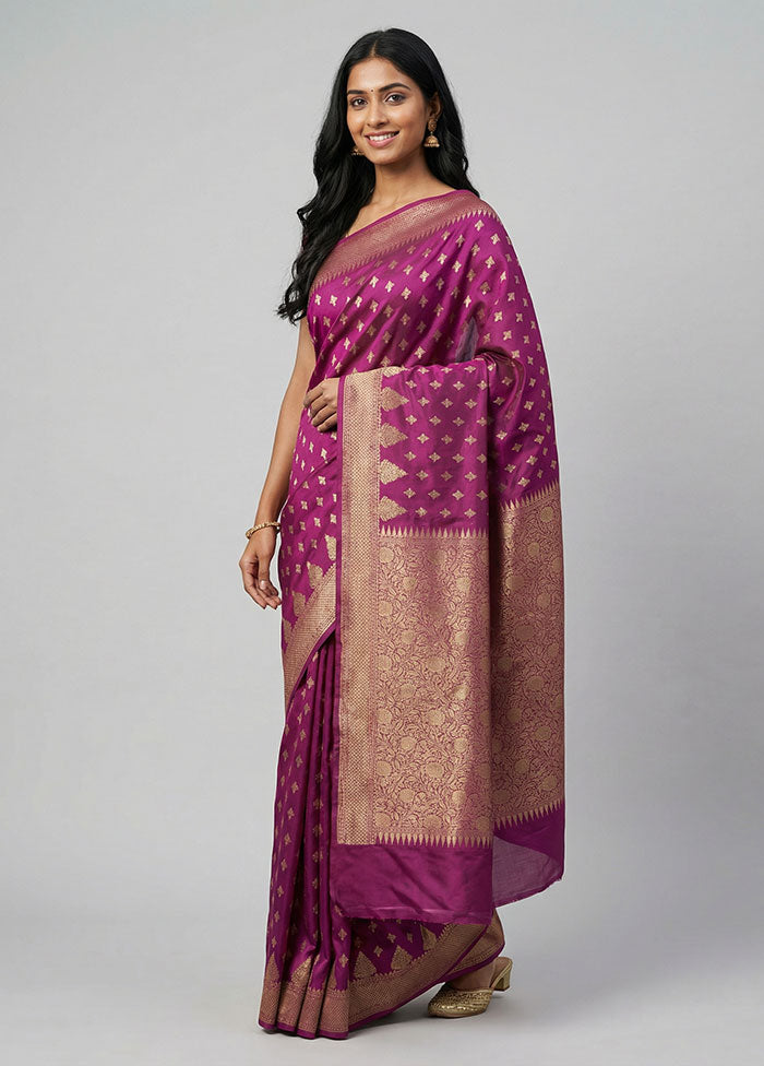 Purple Uppada Silk Saree With Blouse Piece