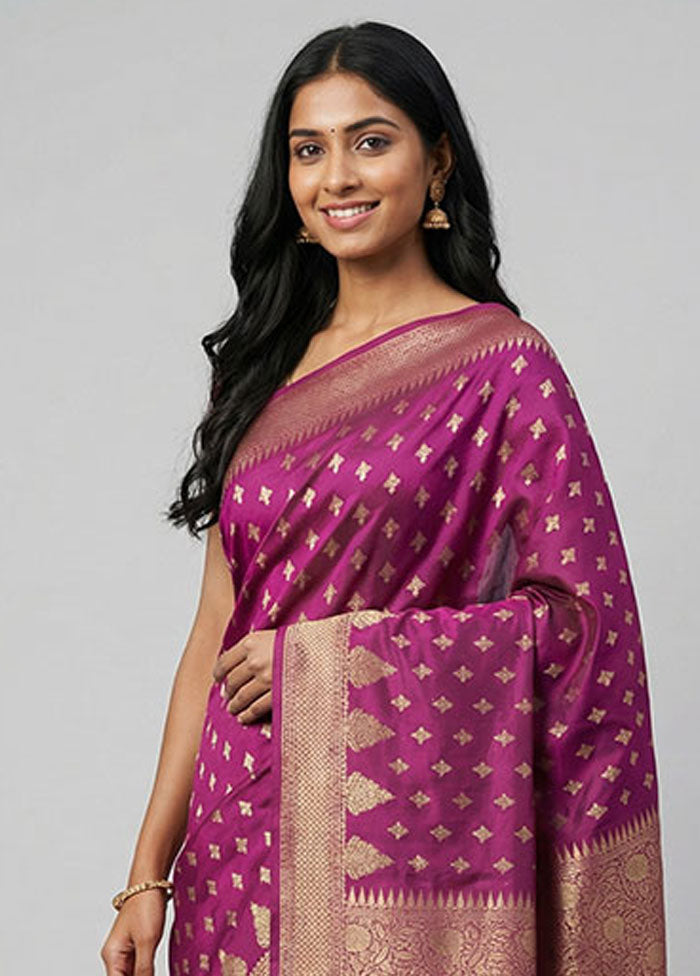 Purple Uppada Silk Saree With Blouse Piece