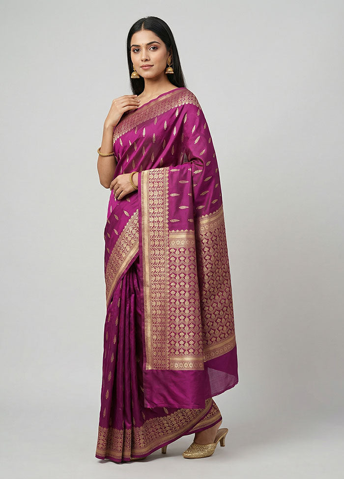 Purple Uppada Silk Saree With Blouse Piece