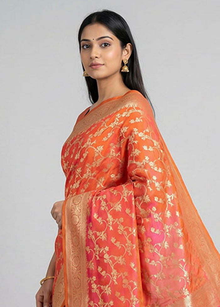 Pink Uppada Silk Saree With Blouse Piece