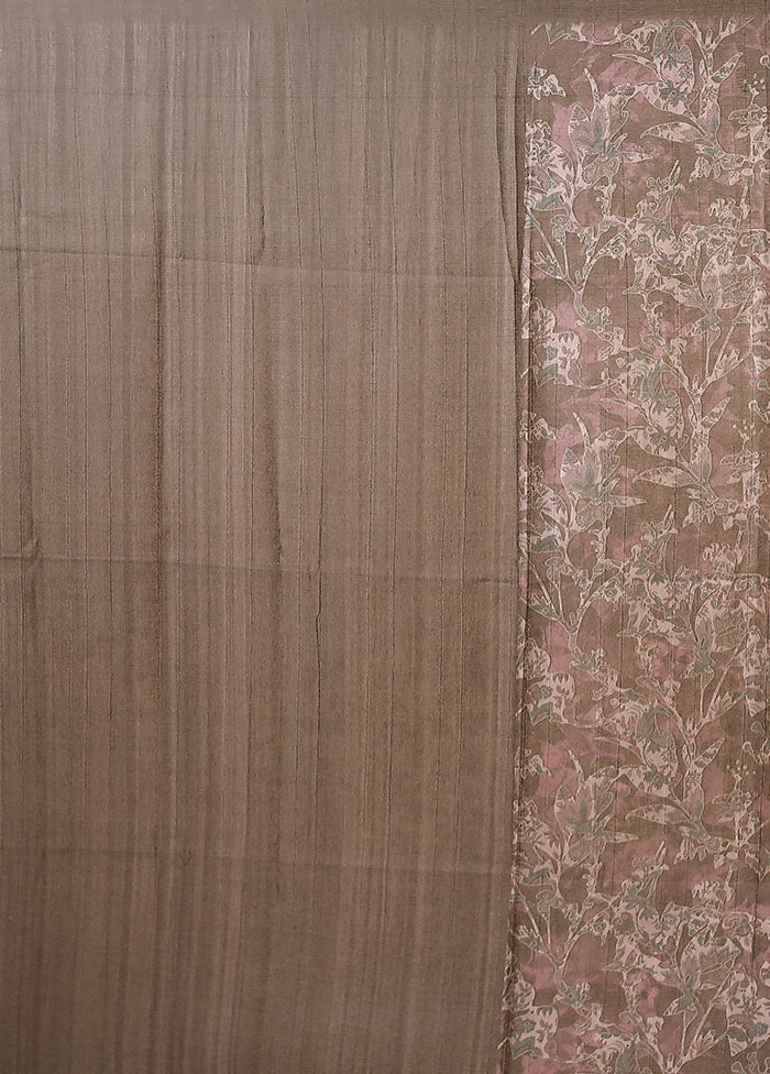 Purple Tussar Silk Saree With Blouse Piece