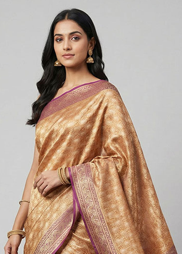 Pink Tanchoi Silk Saree With Blouse Piece