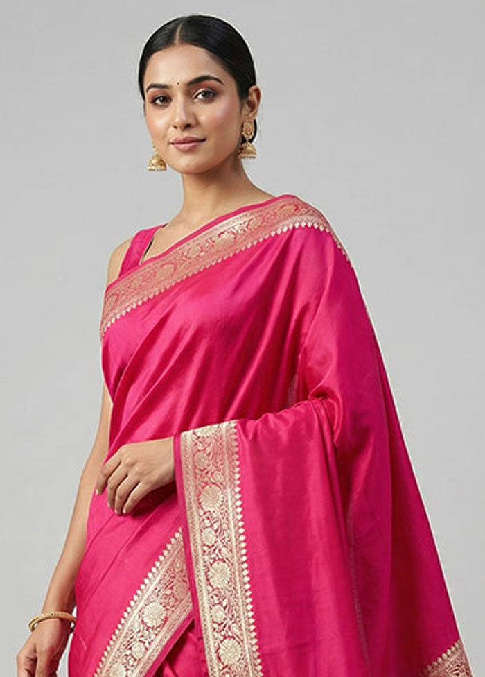 Pink Katan Silk Saree With Blouse Piece