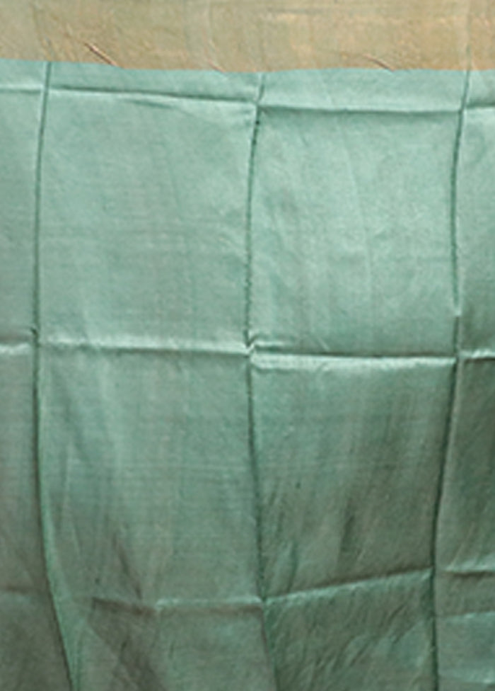 Grey Handloom Tussar Silk Saree With Blouse Piece