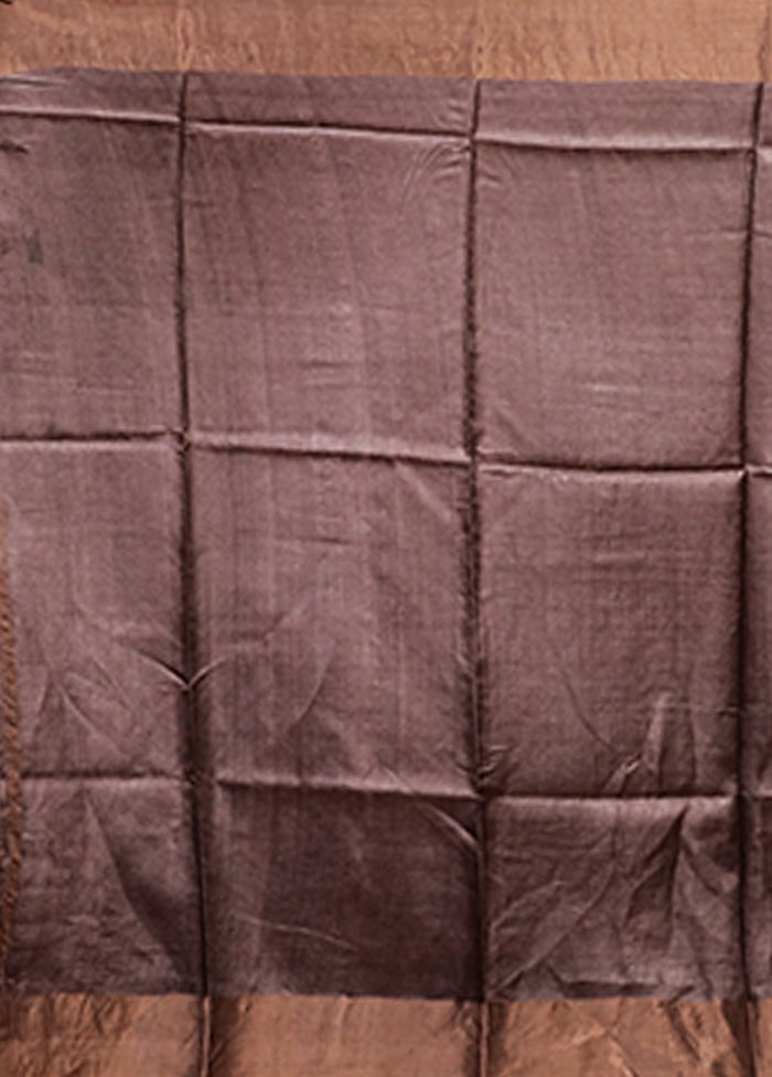 Cream Handloom Tussar Silk Saree With Blouse Piece