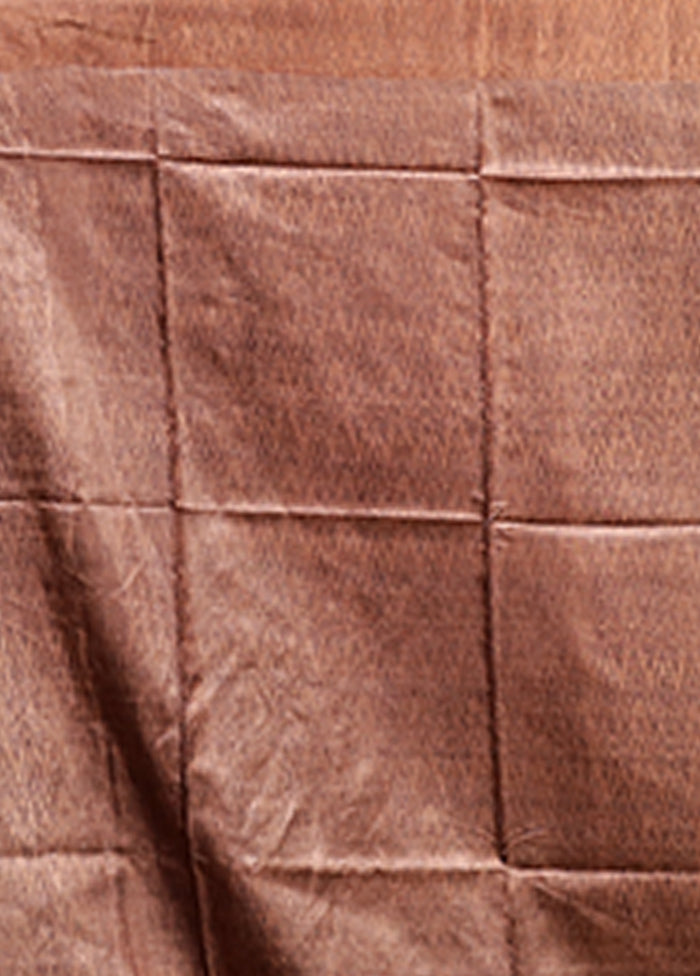 Cream Handloom Tussar Silk Saree With Blouse Piece