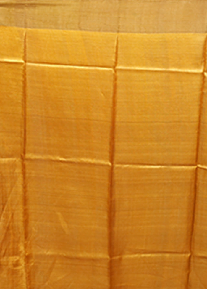 Green Handloom Tussar Silk Saree With Blouse Piece