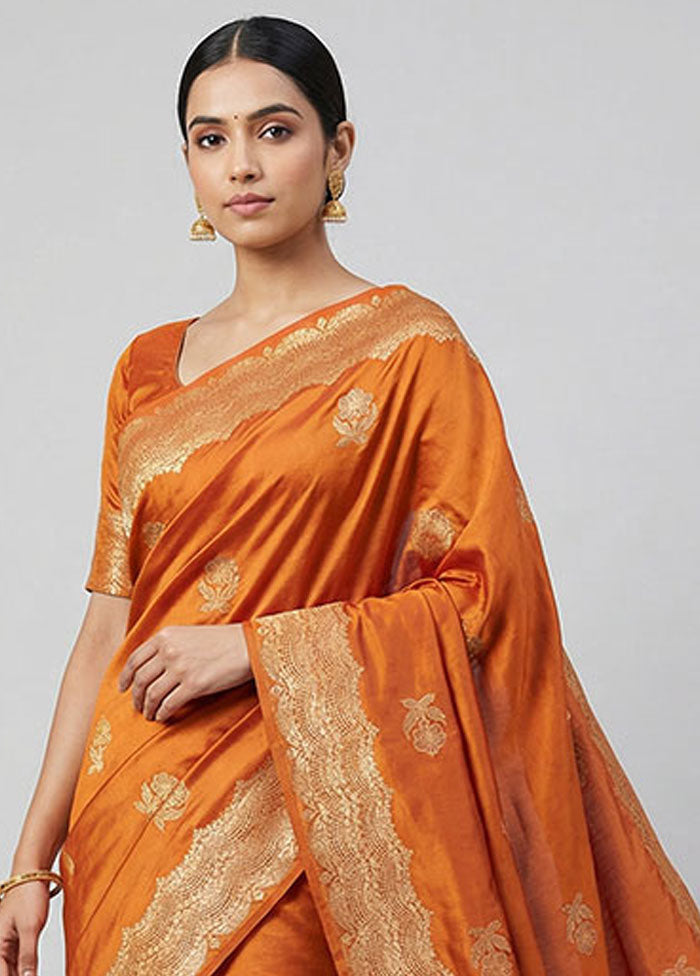 Yellow Dupion Silk Saree With Blouse Piece