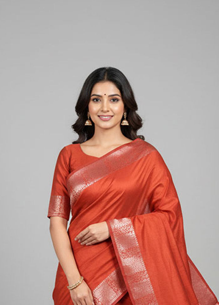 Red Kanjivaram Silk Saree With Blouse Piece