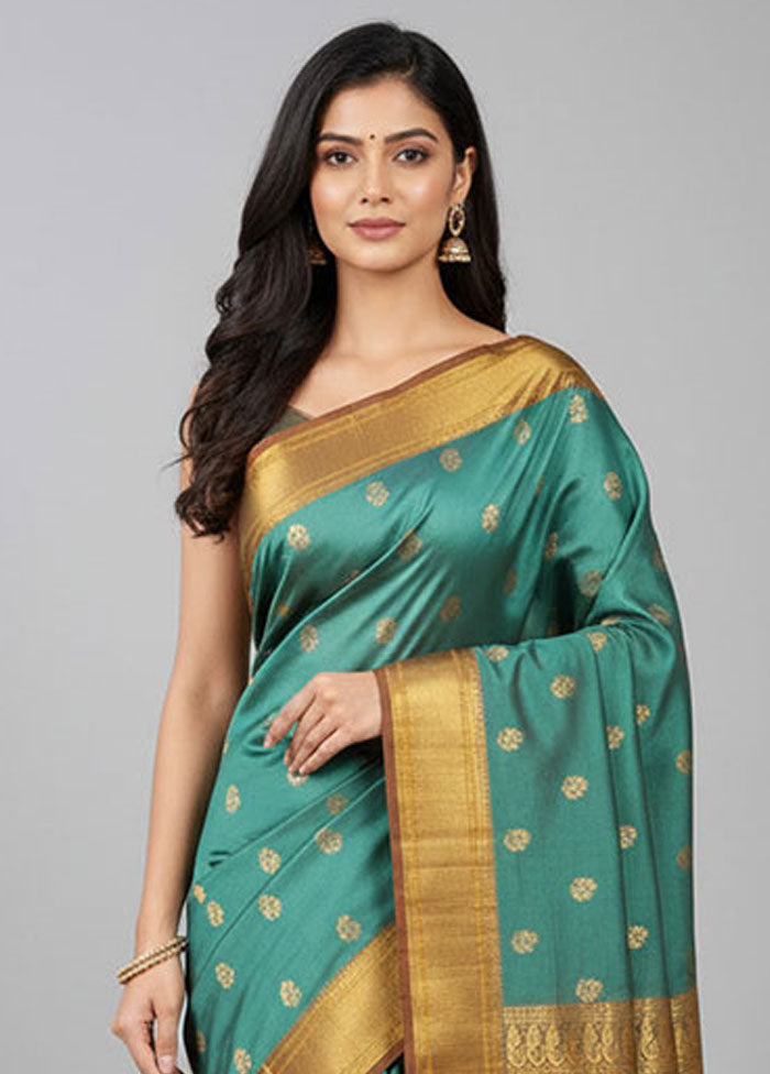 Green Kanjivaram Silk Saree With Blouse Piece