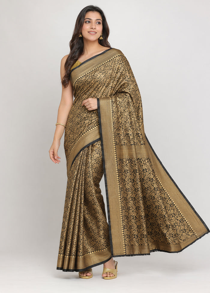 Yellow Banarasi Silk Saree With Blouse Piece
