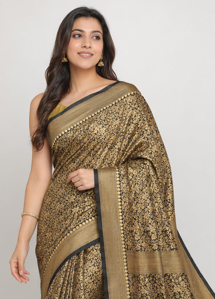 Yellow Banarasi Silk Saree With Blouse Piece