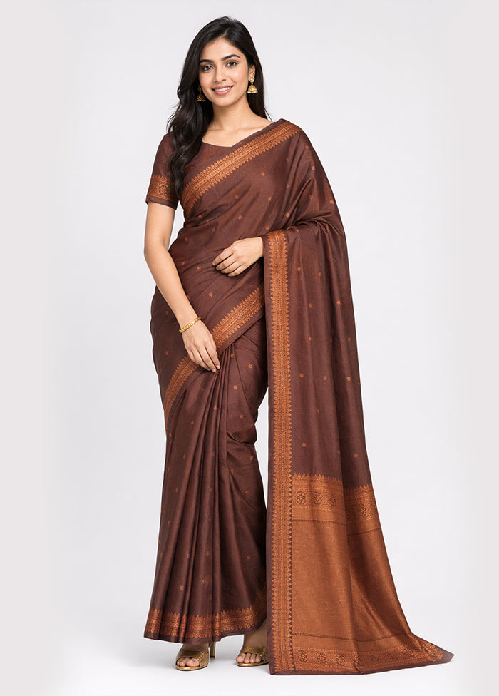 Peach Banarasi Silk Saree With Blouse Piece