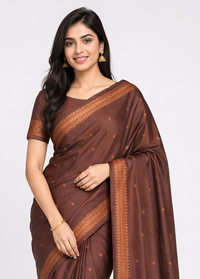 Peach Banarasi Silk Saree With Blouse Piece