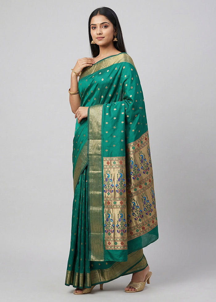 Green Kanjivaram Silk Saree With Blouse Piece