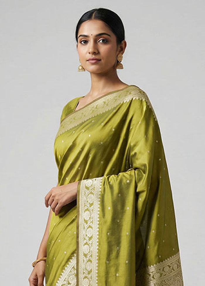 Green Katan Silk Saree With Blouse Piece