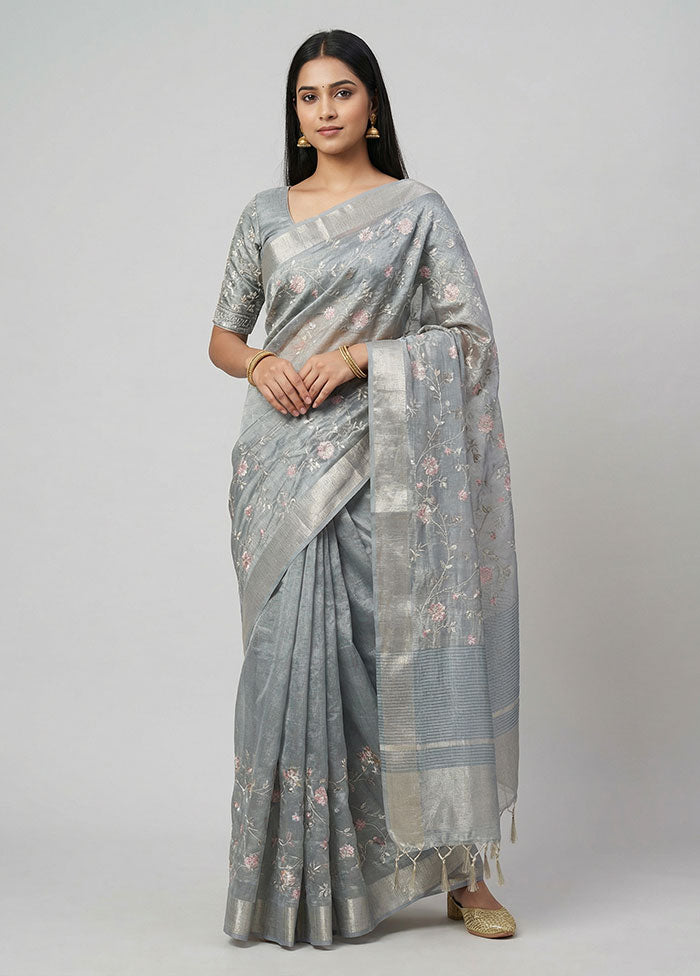 Cream Tissue Silk Saree With Blouse Piece