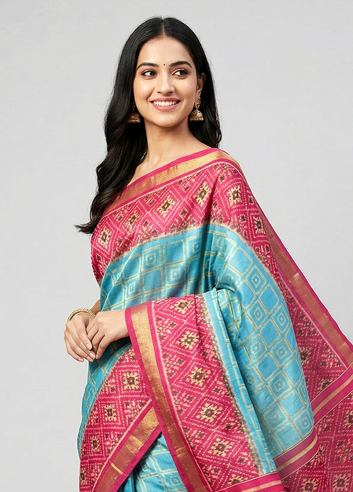 Multicolor Handloom Patola Pure Silk Saree With Blouse Piece