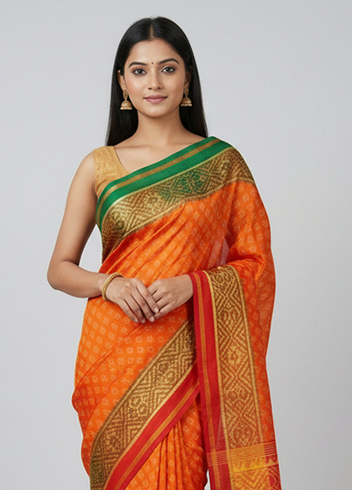 Multicolor Handloom Patola Pure Silk Saree With Blouse Piece