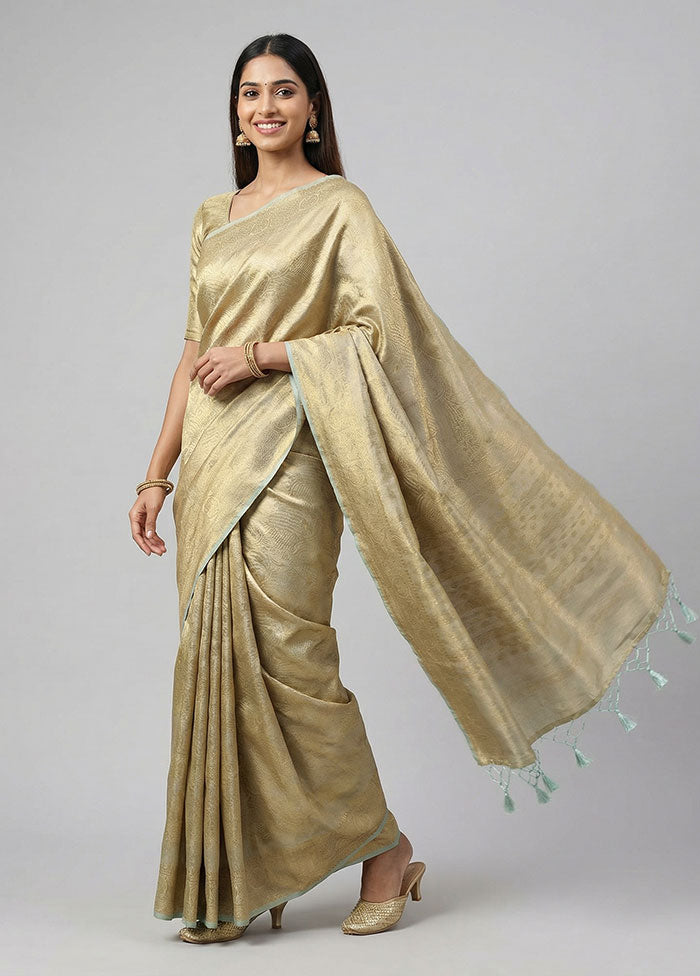 Green Tissue Silk Saree With Blouse Piece