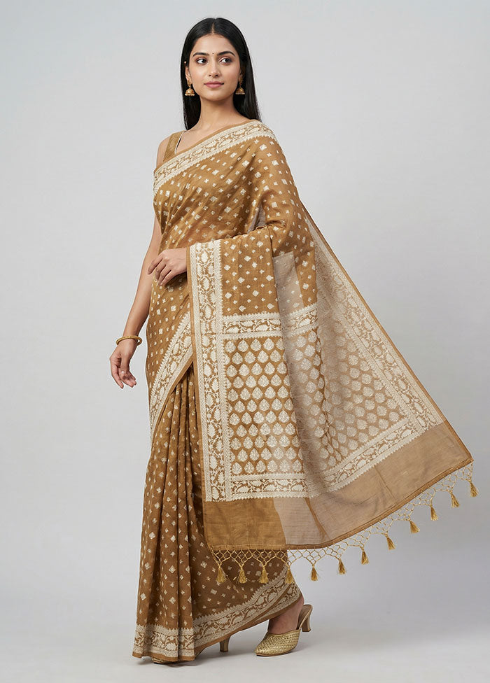 Green Kora Silk Saree With Blouse Piece