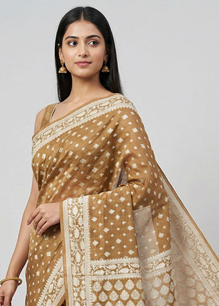 Green Kora Silk Saree With Blouse Piece