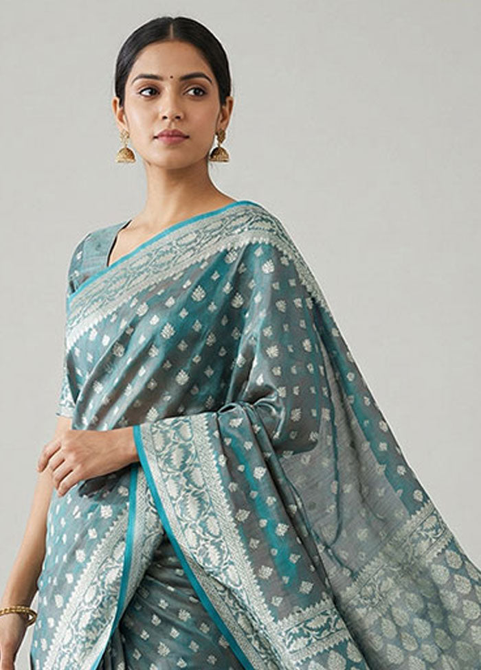 Green Kora Silk Saree With Blouse Piece