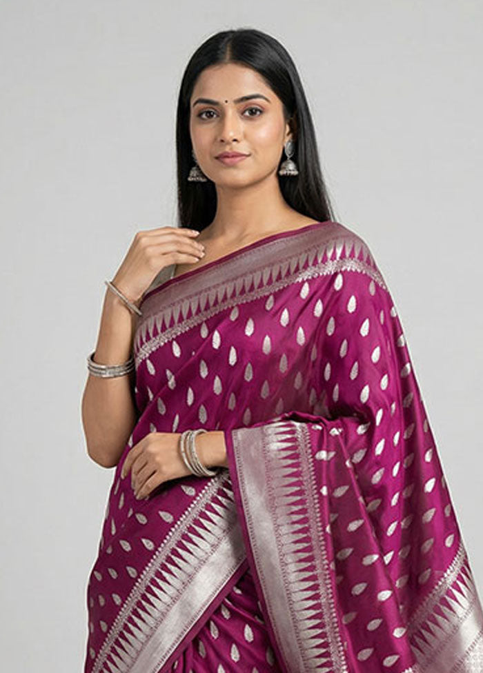 Maroon Uppada Silk Saree With Blouse Piece