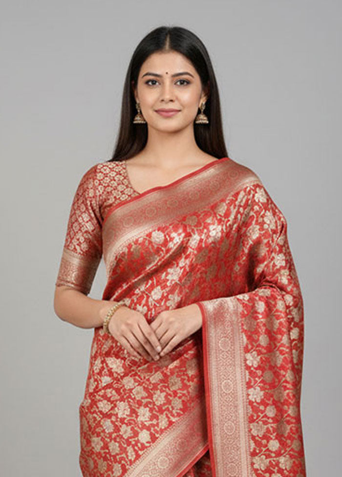 Pink Uppada Silk Saree With Blouse Piece