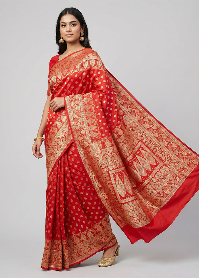 Pink Banarasi Silk Saree With Blouse Piece