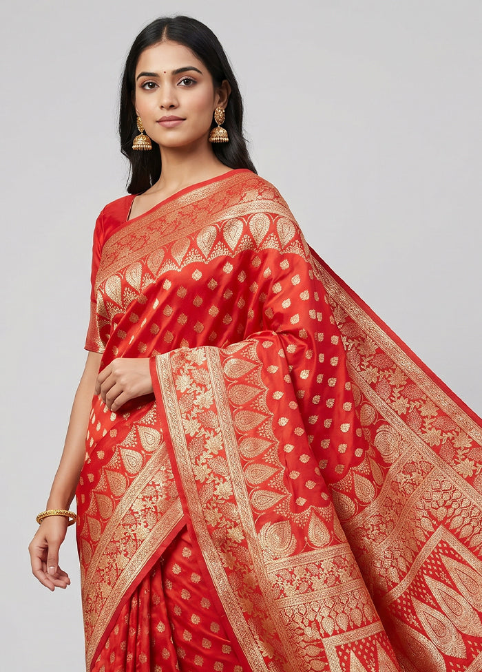 Pink Banarasi Silk Saree With Blouse Piece