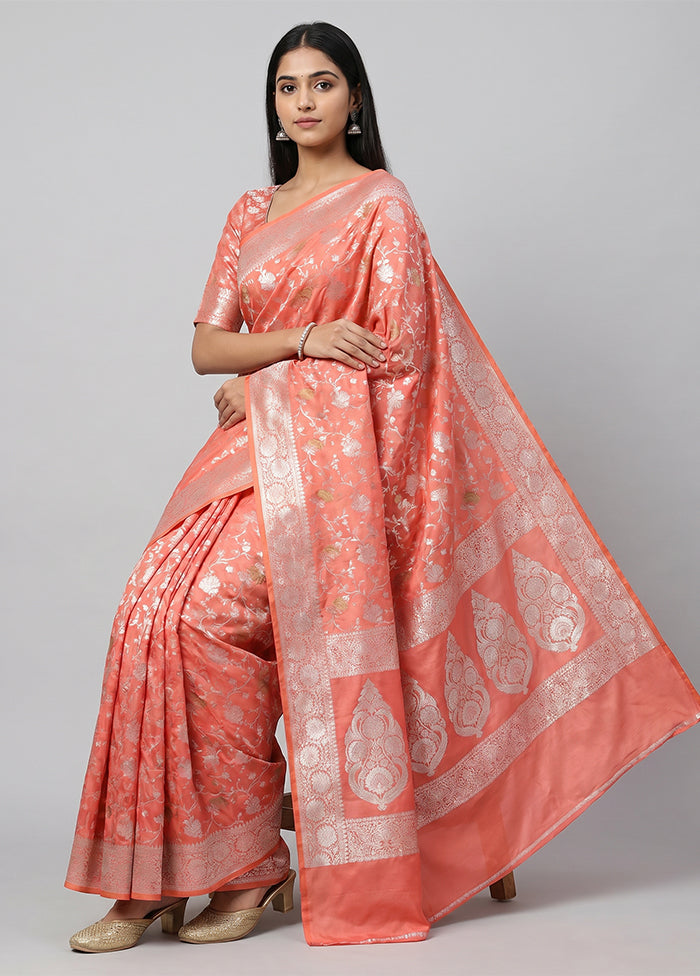 Pink Uppada Silk Saree With Blouse Piece