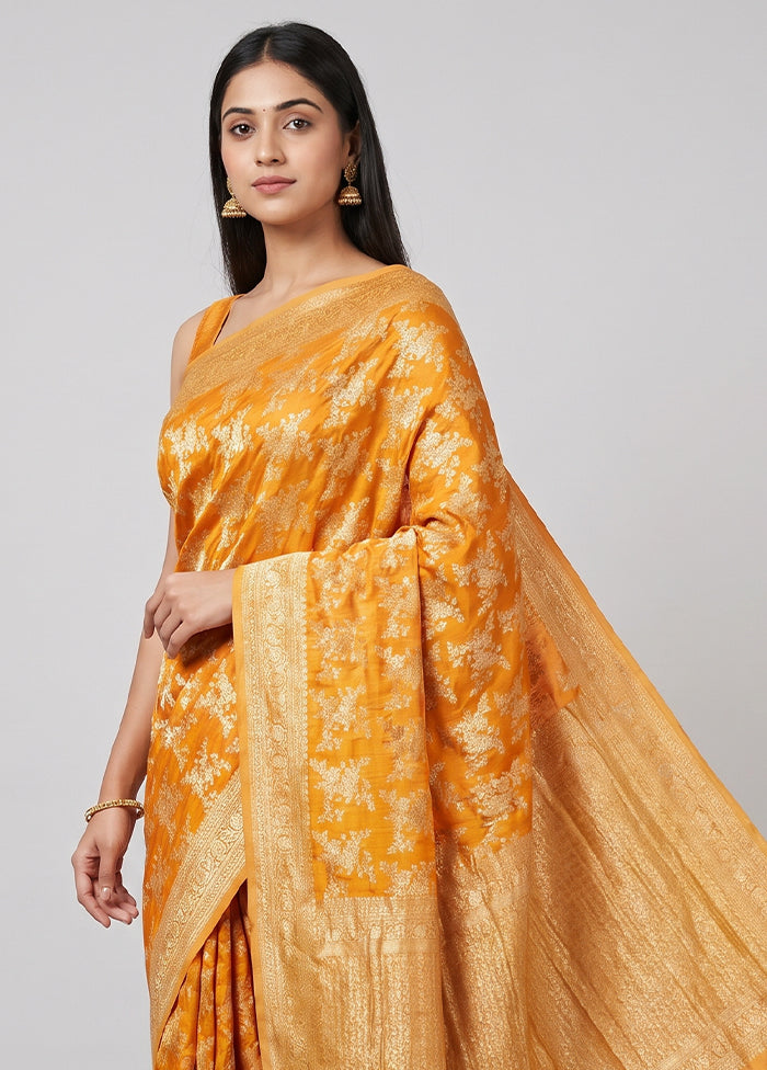 Yellow Georgette Saree With Blouse Piece