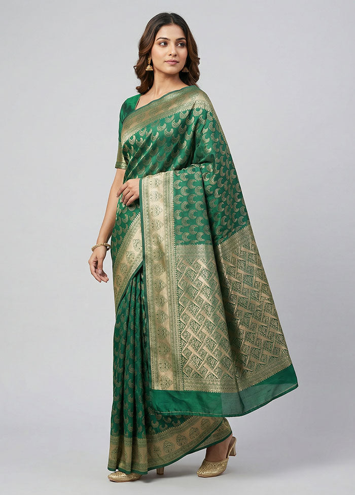 Green Dupion Silk Saree With Blouse Piece