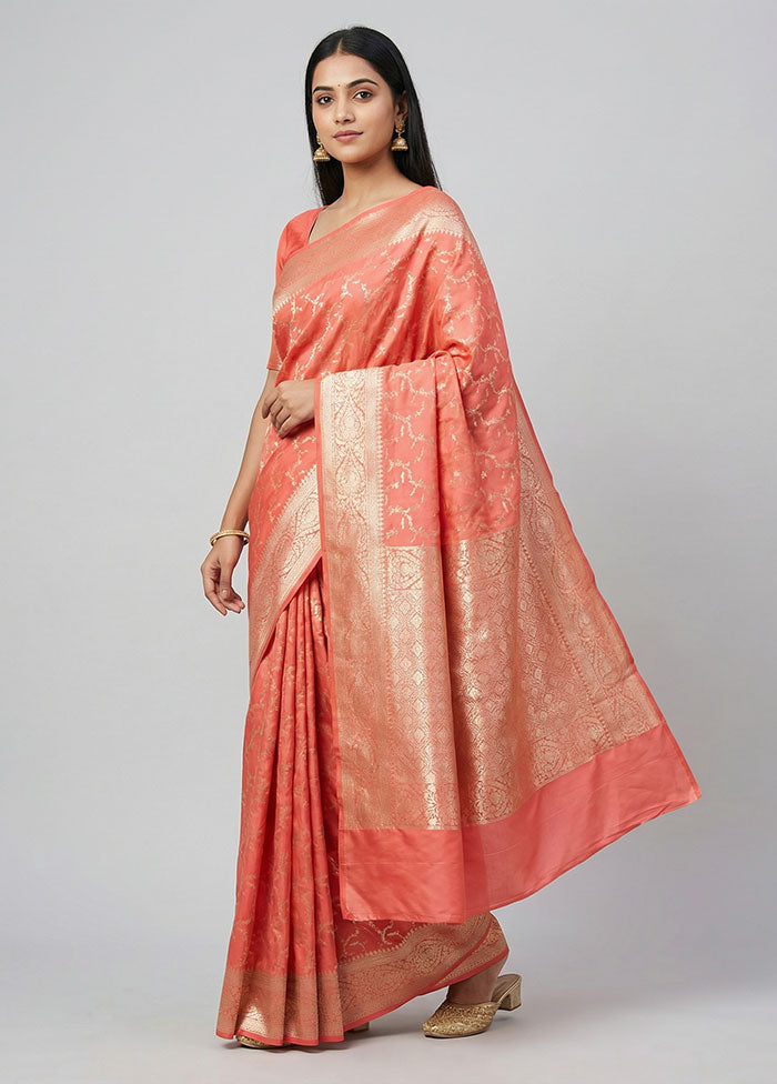 Pink Uppada Silk Saree With Blouse Piece