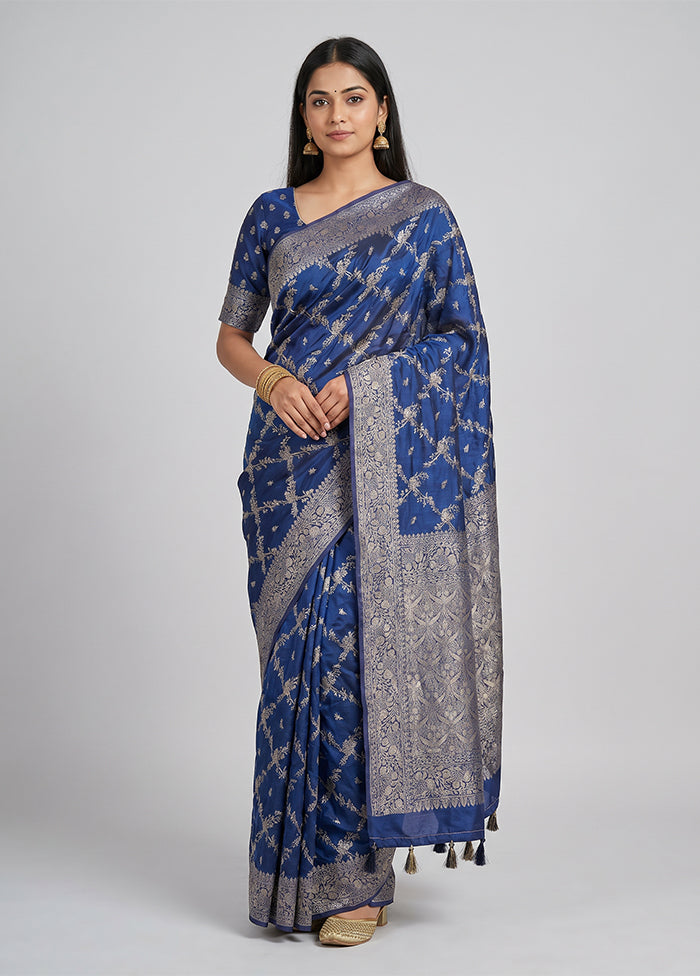 Blue Georgette Saree With Blouse Piece