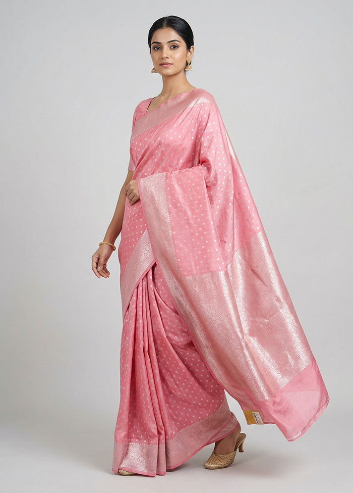 Pink Uppada Silk Saree With Blouse Piece