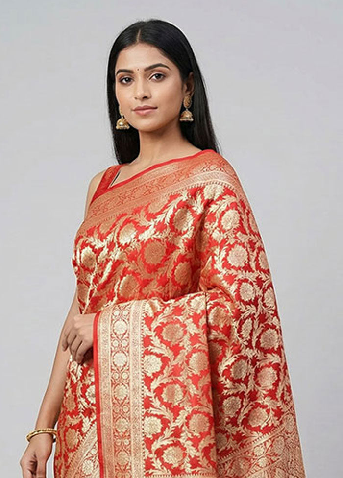Red Uppada Silk Saree With Blouse Piece